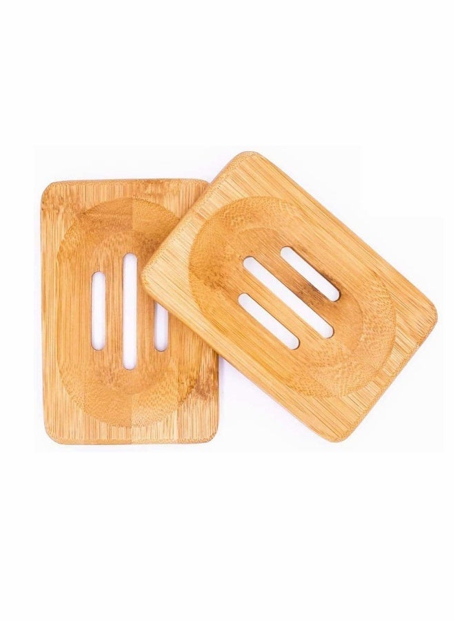 Soap Case Natural Wooden Bamboo Soap Dish Storage Holder Soap Holder, Bathroom Shower Sink Hand Craft Natural Wood Soap Case Soap Dish Holder for Soap, Sponges, Scrubber Storage (2 PCS)